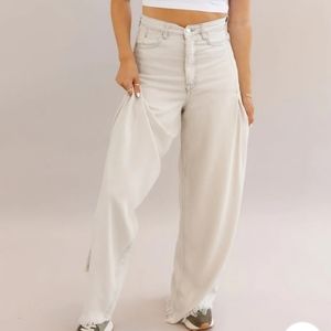 Free People We the Free Old West High Rise Slouchy Jeans Wide Leg Boho Mushroom